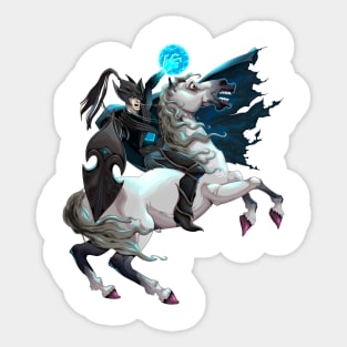 Dark Elf with armor riding horse Sticker